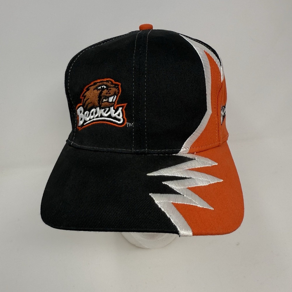 Rare Vintage 1995 Oregon State Beavers Shockwave Hat Cap Leather Strap Back Kati
